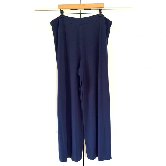 Eileen Fisher Pants Wide Leg Ankle Viscose Blue Jersey Pull On NEW Plus Size 3x - Picture 2 of 7